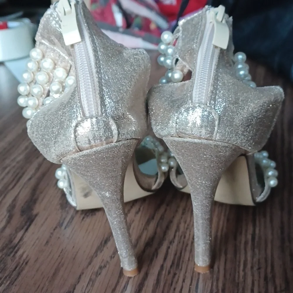 Ma Beicki Ladies Pearl Embellished Wedding Heels, 37, 4